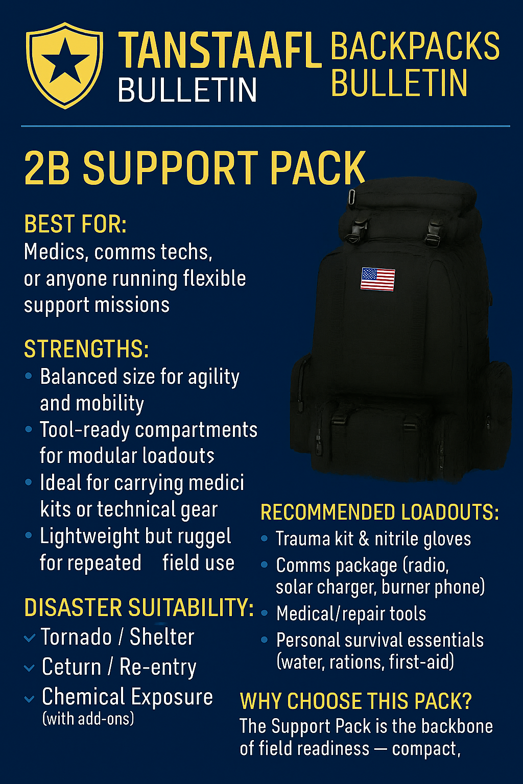 DISASTER BACKPACK 2B - SUPPORT PACK