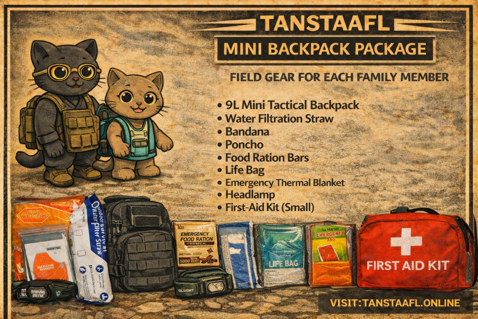 MINI BACKPACK PACKAGE LOADOUT - 9L MINI TACTICAL BACKPACK FOR KID & SENIORS