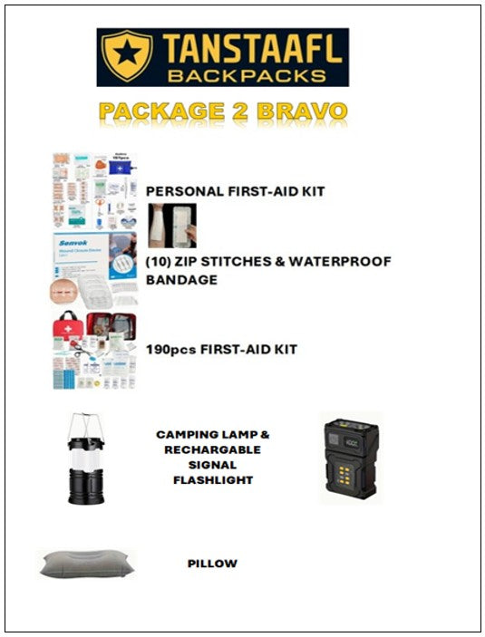 TANSTAAFL BACKPACKS DISASTER ESSENTIALS PACKAGE BRAVO