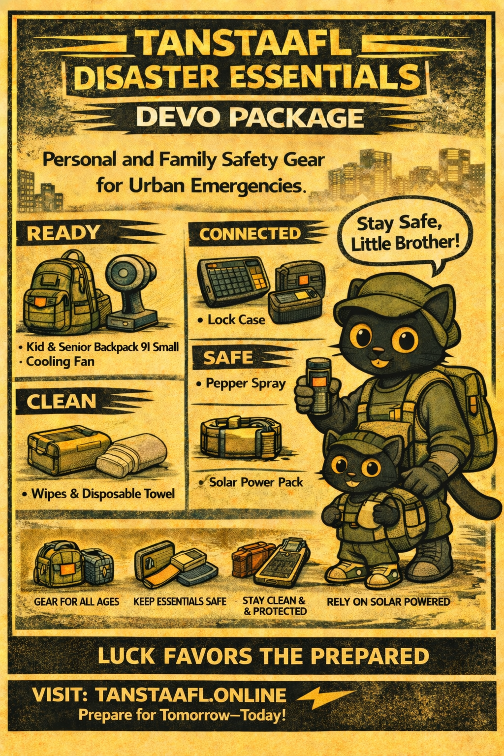 TANSTAAFL BACKPACKS DISASTER ESSENTIALS PACKAGE DEVO