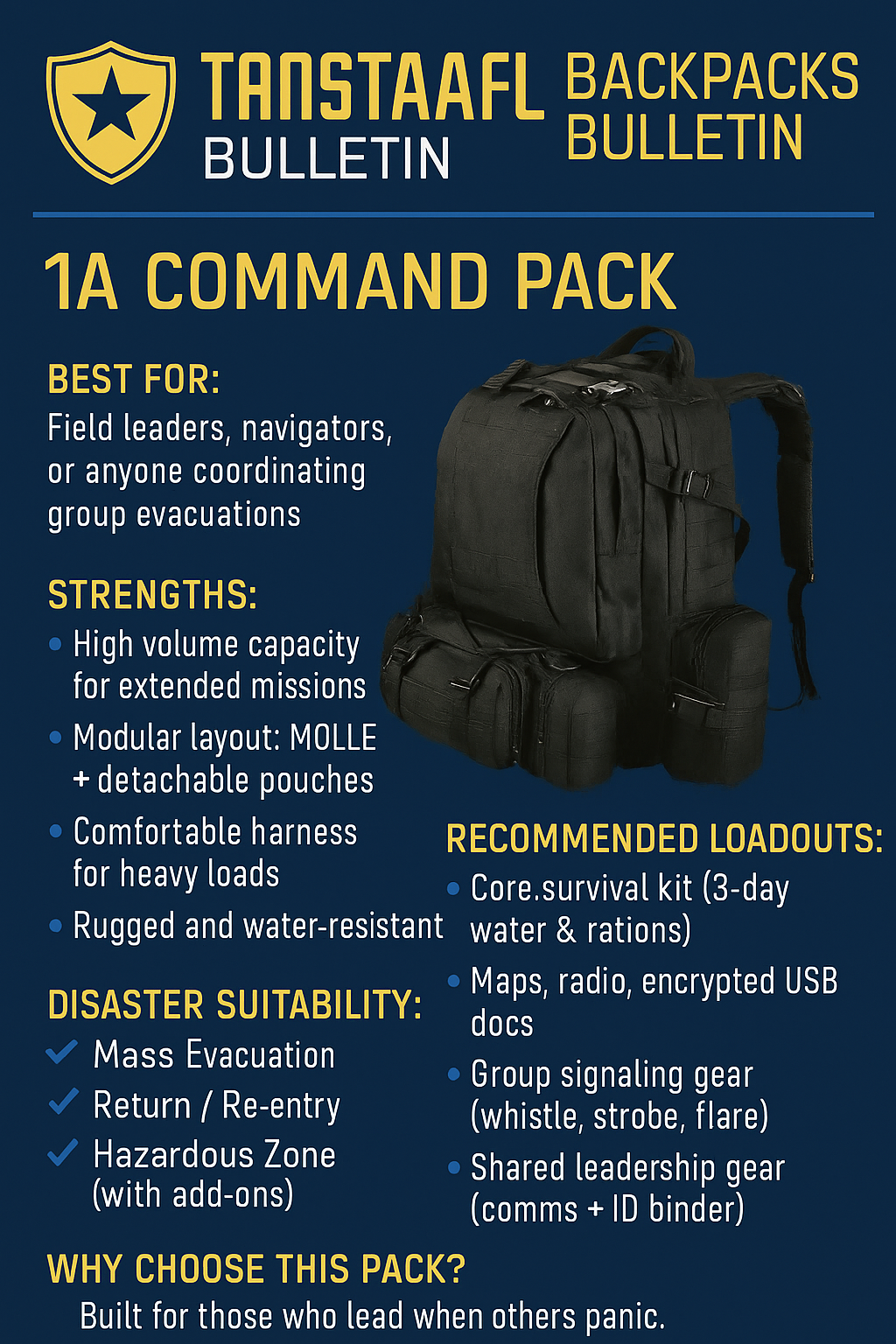 TANSTAAFL BACKPACKS TERRAN COMMAND LOADOUT 23