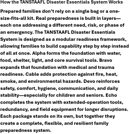 BULLETIN 001 - DISASTER BACKPACK SELECTION