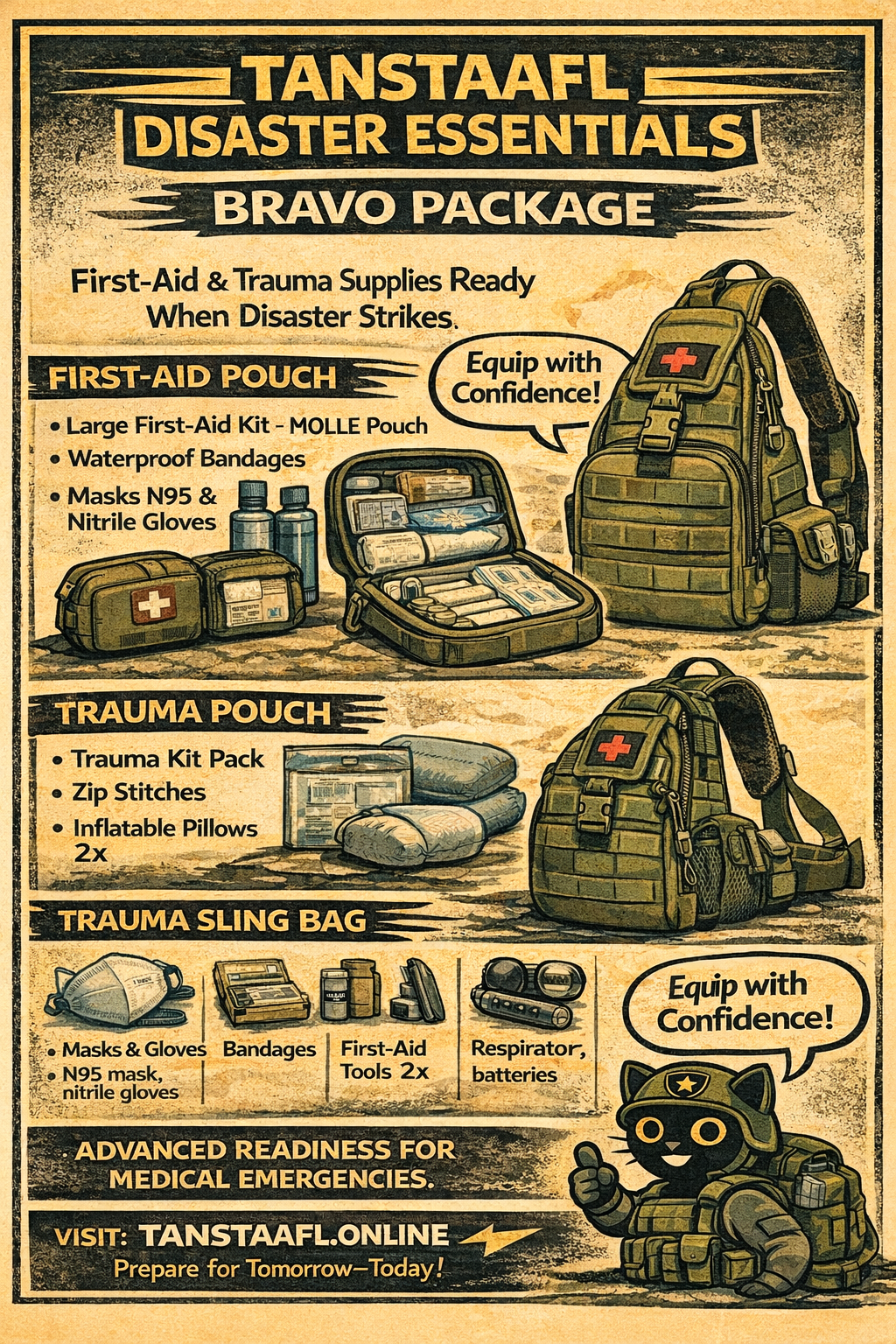 TANSTAAFL BACKPACKS DISASTER ESSENTIALS PACKAGE BRAVO