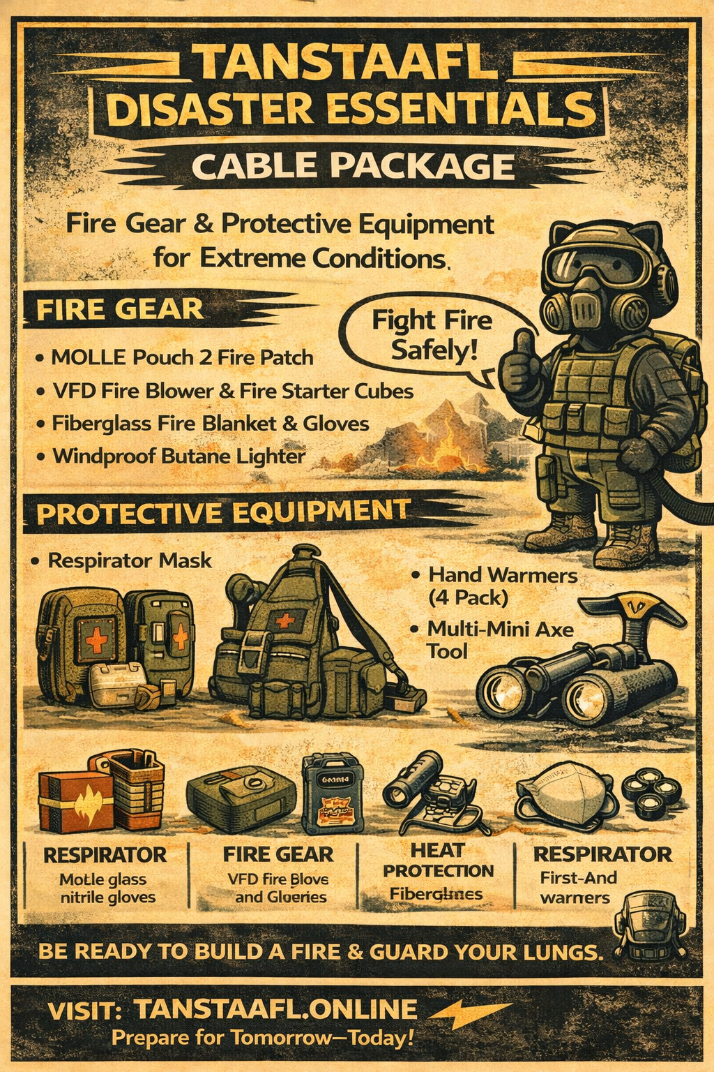 TANSTAAFL BACKPACKS DISASTER ESSENTIALS PACKAGE CABLE