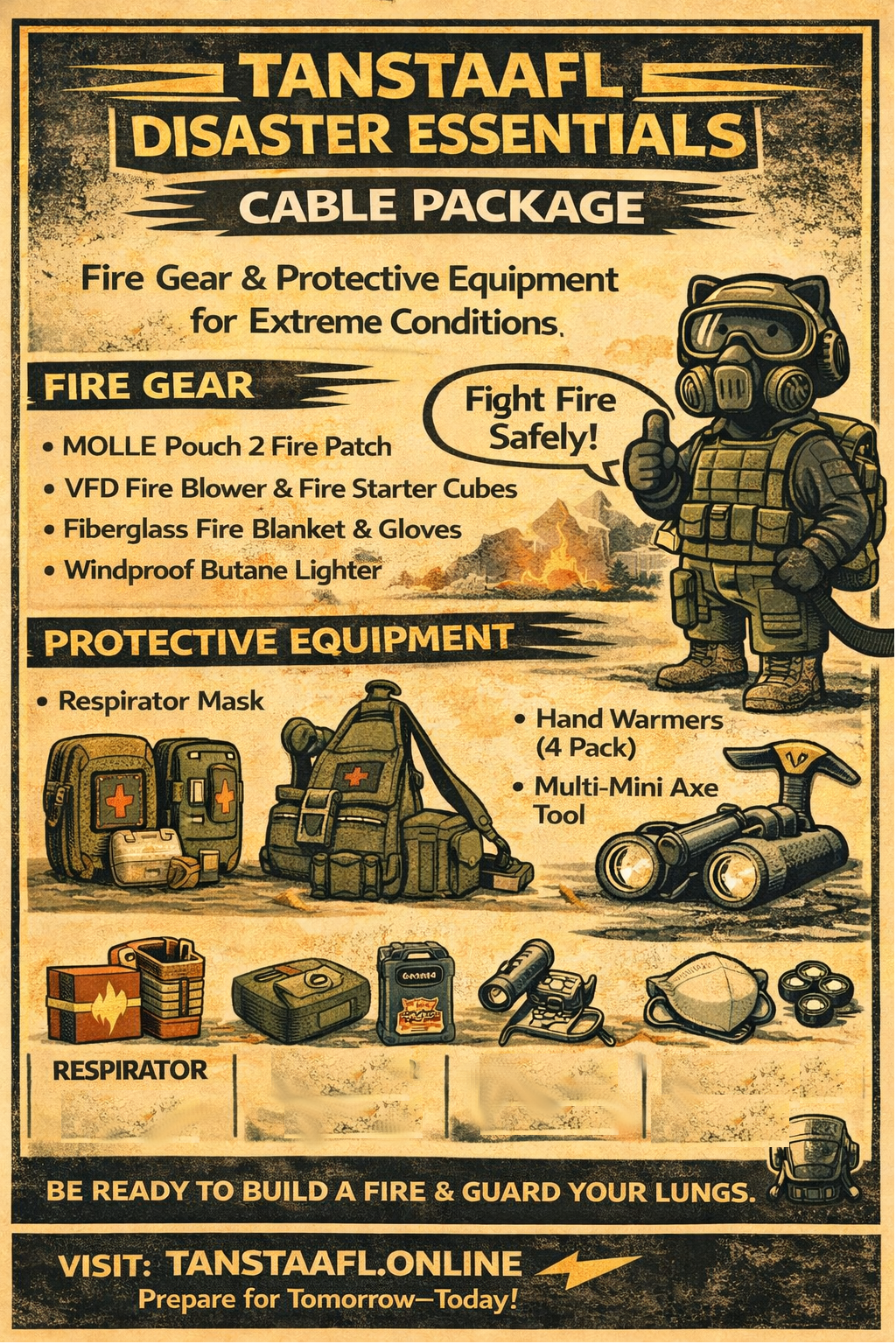 TANSTAAFL BACKPACKS DISASTER ESSENTIALS PACKAGE CABLE