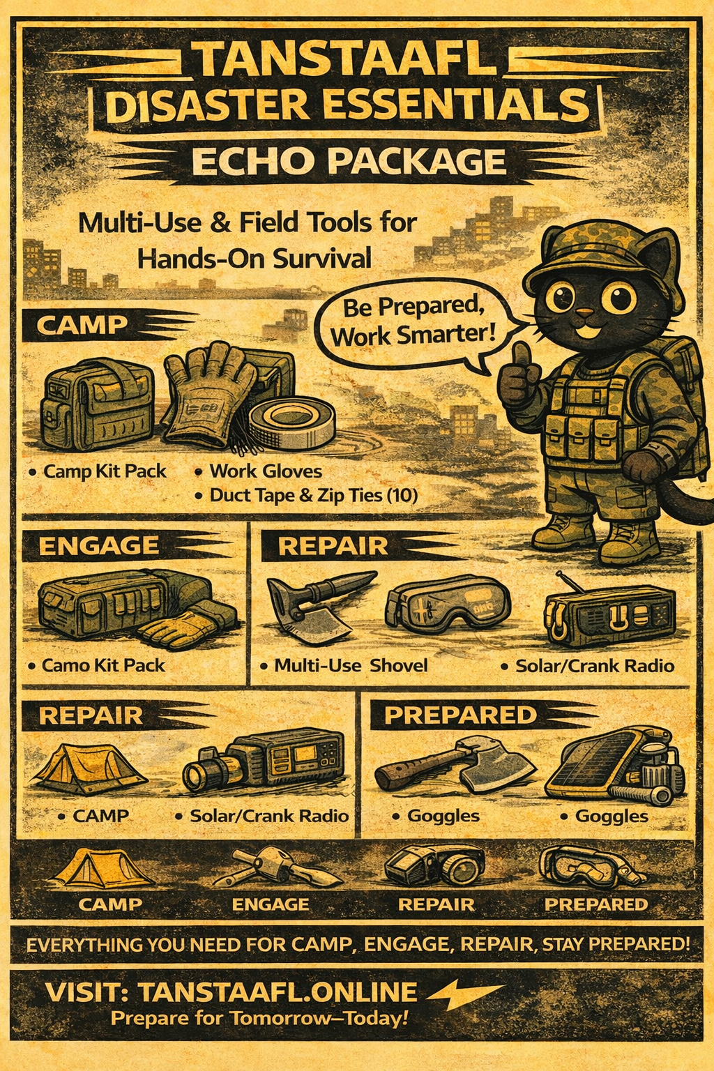 TANSTAAFL BACKPACKS DISASTER ESSENTIALS PACKAGE ECHO