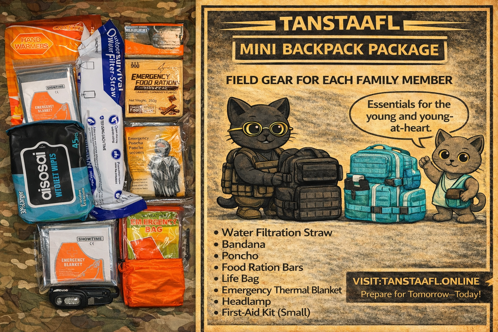 MINI BACKPACK PACKAGE LOADOUT - 9L MINI TACTICAL BACKPACK FOR KID & SENIORS