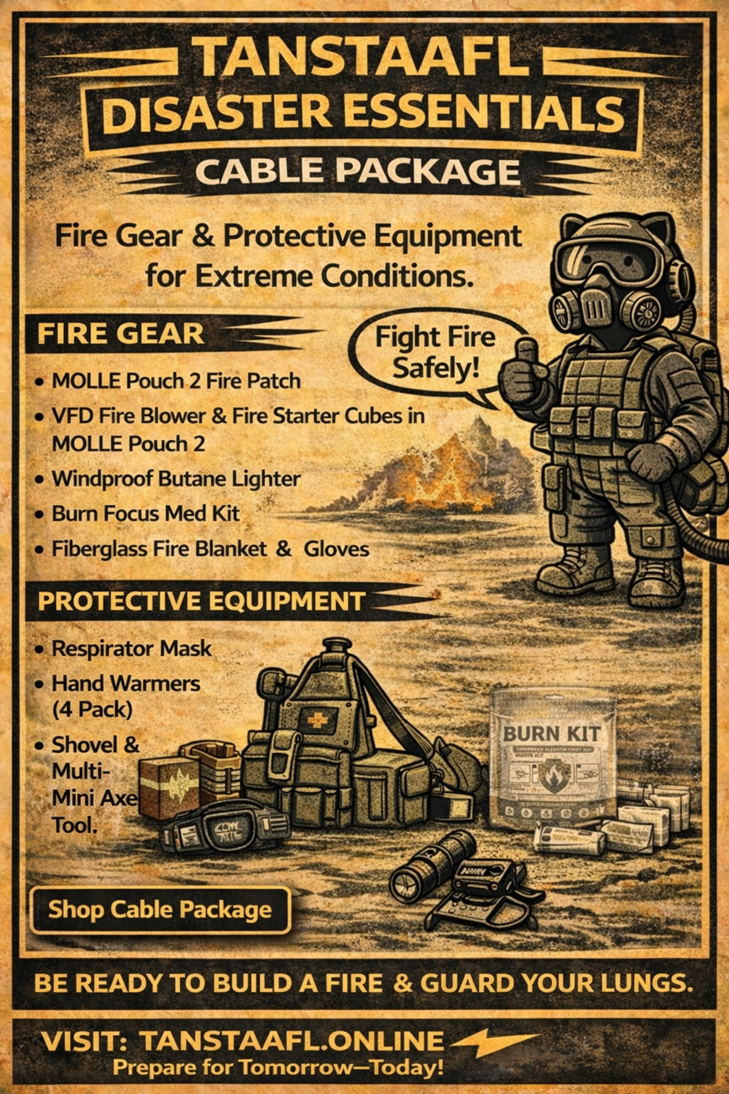 TANSTAAFL BACKPACKS DISASTER ESSENTIALS PACKAGE CABLE